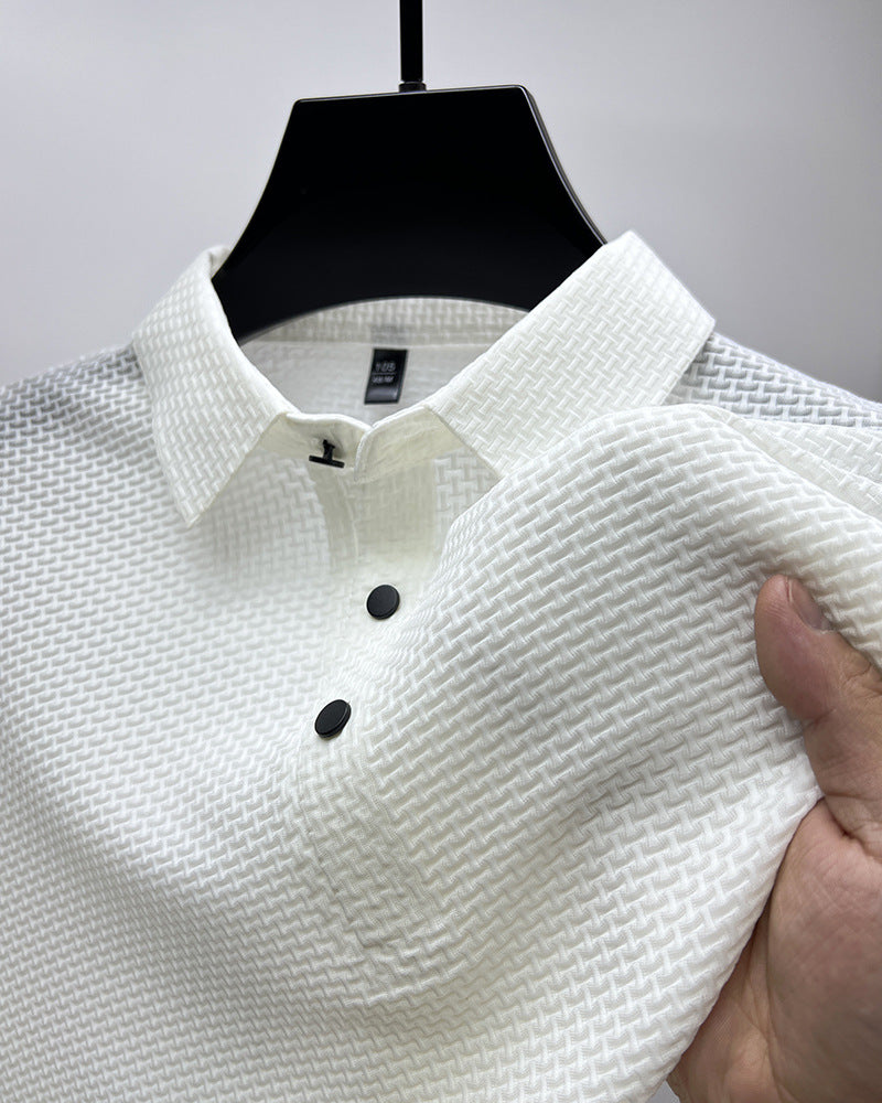 Men’s Business Casual Solid Color Shirt Loose Fit Summer Long Sleeve Office Gentleman Formal Shirt M-4XL