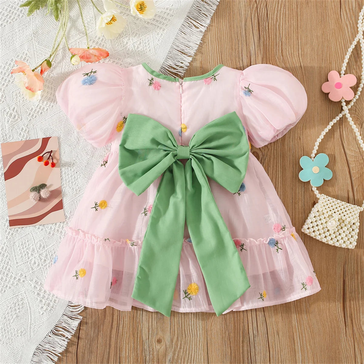 Baby Girl Flower Embroidered Chiffon Dress