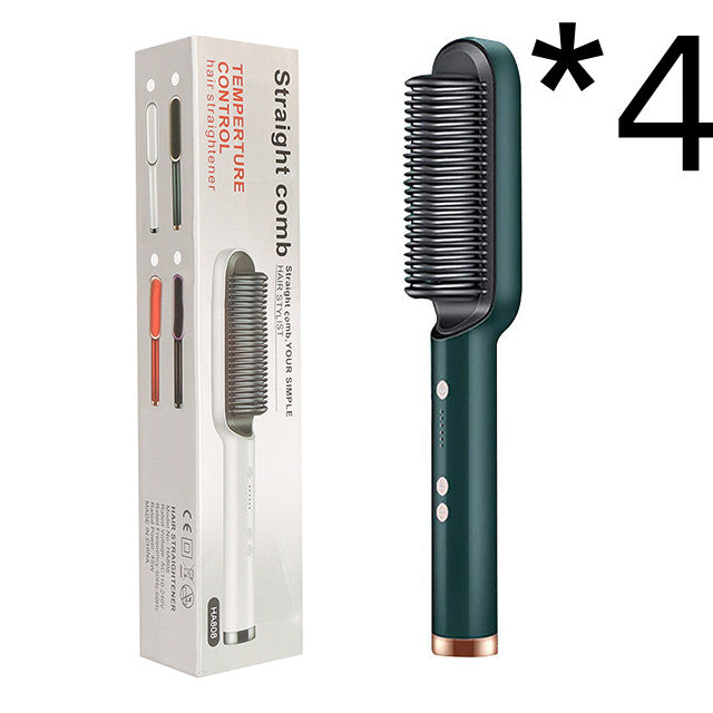 Hair Straightener Brush 2 in 1 Curl & Straight Styler Fast Heating Ceramic Anti Scald Hair Styling Tool
