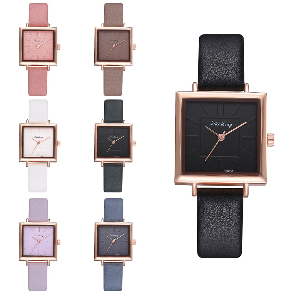 Women’s Square Leather Bracelet Watch