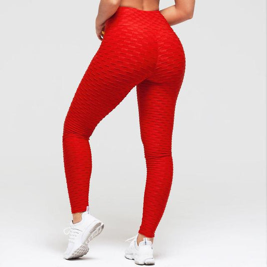 Women’s slim fit jacquard leggings high waist stretch pencil pants breathable fitness yoga tights