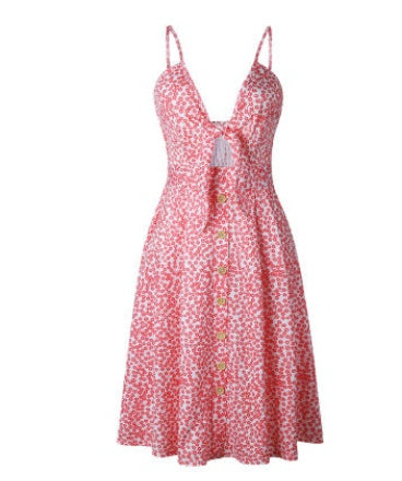 Women Bow Back A-Line Short Dress Sexy Buttoned Mid Waist Cotton Blend Summer Casual Party Mini Dress