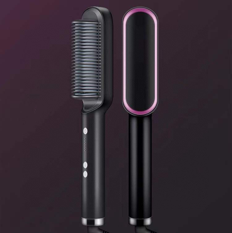 Hair Straightener Brush 2 in 1 Curl & Straight Styler Fast Heating Ceramic Anti Scald Hair Styling Tool