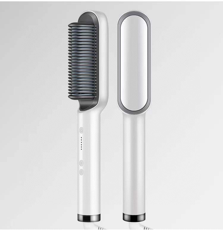 Hair Straightener Brush 2 in 1 Curl & Straight Styler Fast Heating Ceramic Anti Scald Hair Styling Tool