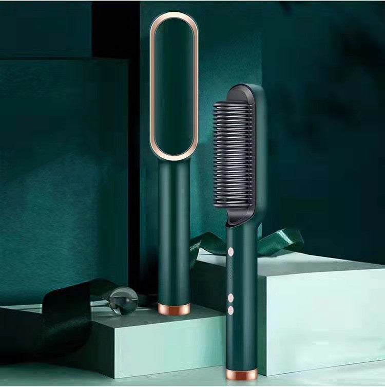 Hair Straightener Brush 2 in 1 Curl & Straight Styler Fast Heating Ceramic Anti Scald Hair Styling Tool