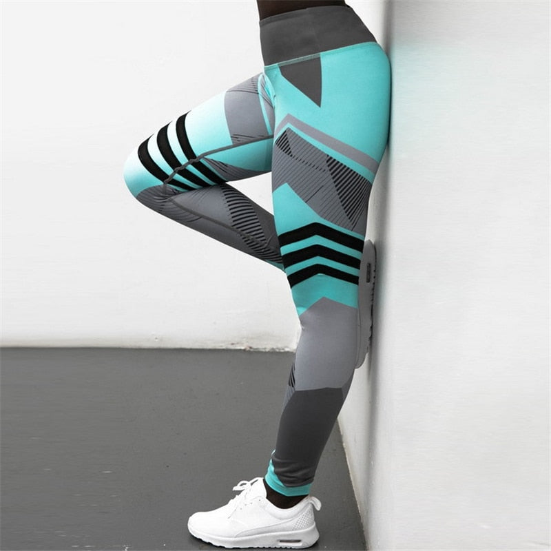 Women Printed High Waist Leggings Stretch Yoga Pants Cotton Blend Fitness Gym Running Casual Ankle Length Tights