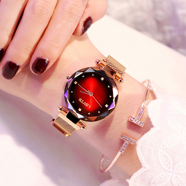 Rose Gold Starry Sky Women Watch