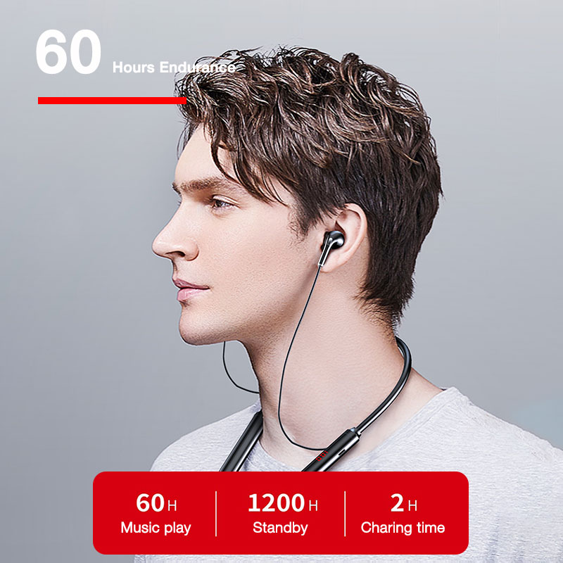 Bluetooth 5.0 Wireless Earphones 60H Playtime Stereo Bass Headphones 600mAh Long Battery In Ear Headset with Mic