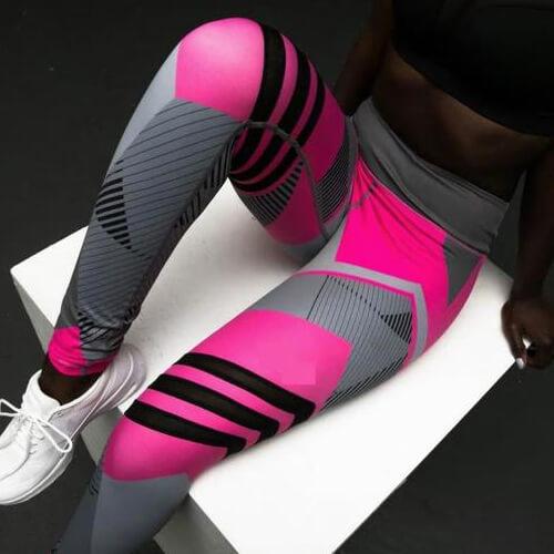 Women Printed High Waist Leggings Stretch Yoga Pants Cotton Blend Fitness Gym Running Casual Ankle Length Tights