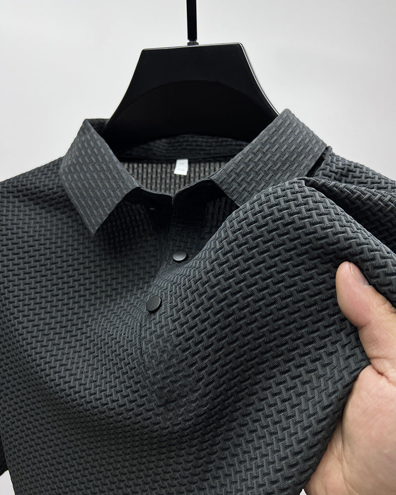 Men’s Business Casual Solid Color Shirt Loose Fit Summer Long Sleeve Office Gentleman Formal Shirt M-4XL