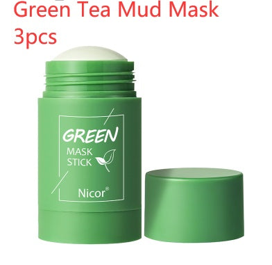Green Tea Cleansing Mask Stick Oil Control Acne Removal Eggplant Face Mask Deep Pore Clean Brightening Skin Care