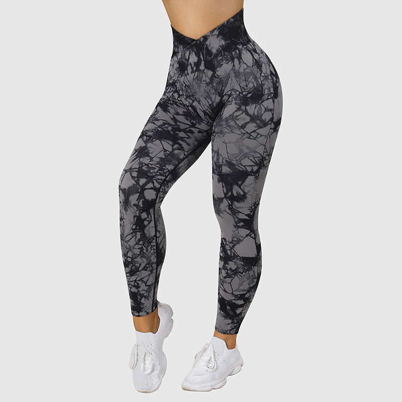 Women Seamless Tie Dye Leggings High Waist Yoga Pants Stretch Fitness Gym Workout Running Sportswear