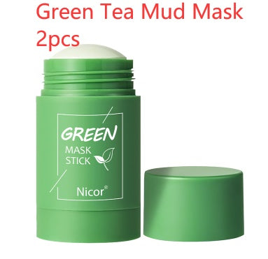 Green Tea Cleansing Mask Stick Oil Control Acne Removal Eggplant Face Mask Deep Pore Clean Brightening Skin Care