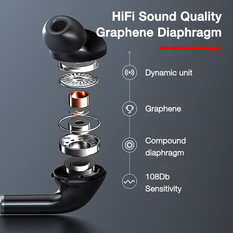 Bluetooth 5.0 Wireless Earphones 60H Playtime Stereo Bass Headphones 600mAh Long Battery In Ear Headset with Mic