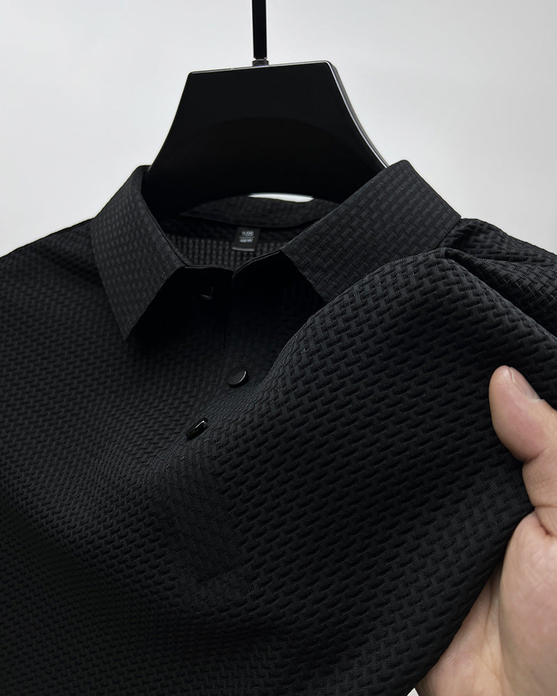 Men’s Business Casual Solid Color Shirt Loose Fit Summer Long Sleeve Office Gentleman Formal Shirt M-4XL