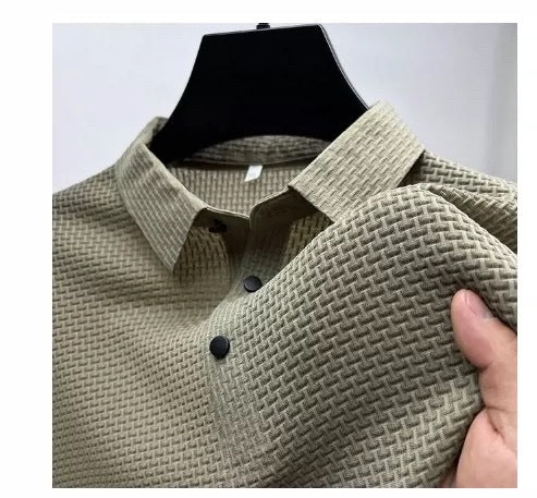 Men’s Business Casual Solid Color Shirt Loose Fit Summer Long Sleeve Office Gentleman Formal Shirt M-4XL
