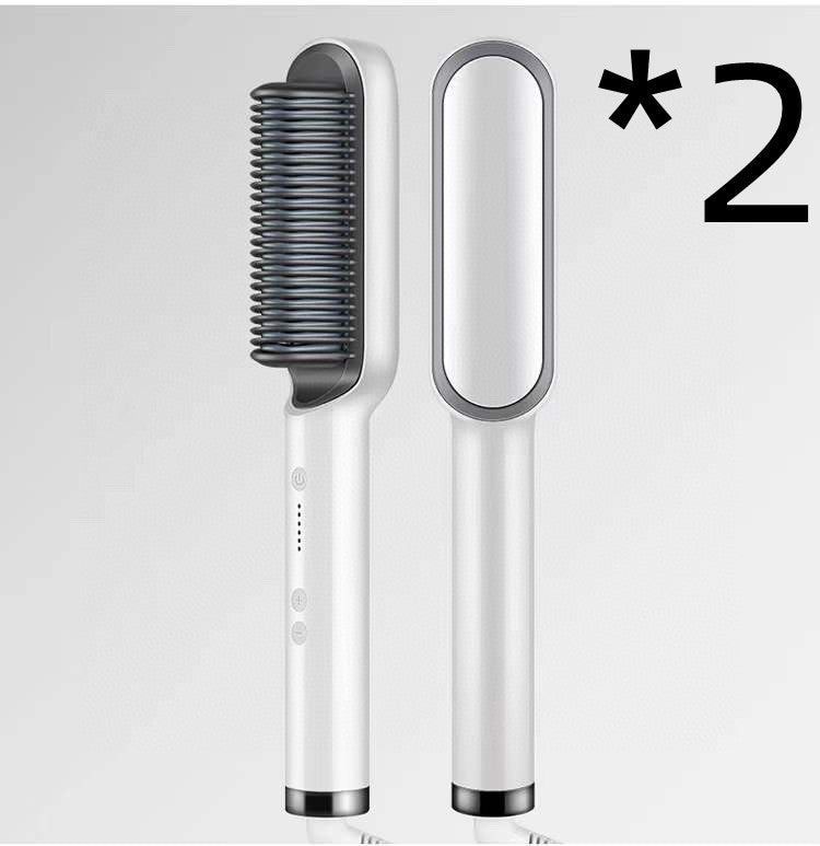 Hair Straightener Brush 2 in 1 Curl & Straight Styler Fast Heating Ceramic Anti Scald Hair Styling Tool