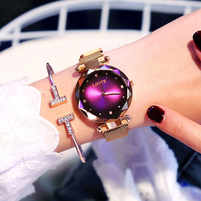 Rose Gold Starry Sky Women Watch