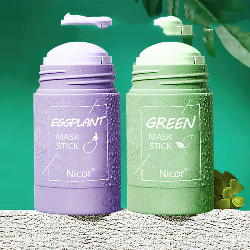 Green Tea Cleansing Mask Stick Oil Control Acne Removal Eggplant Face Mask Deep Pore Clean Brightening Skin Care