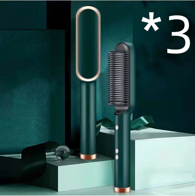 Hair Straightener Brush 2 in 1 Curl & Straight Styler Fast Heating Ceramic Anti Scald Hair Styling Tool