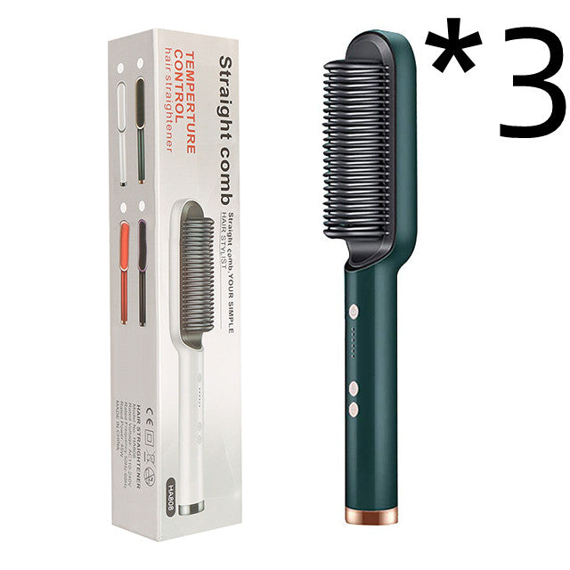 Hair Straightener Brush 2 in 1 Curl & Straight Styler Fast Heating Ceramic Anti Scald Hair Styling Tool