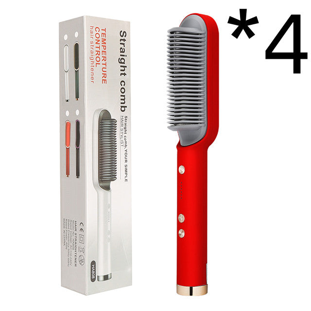 Hair Straightener Brush 2 in 1 Curl & Straight Styler Fast Heating Ceramic Anti Scald Hair Styling Tool