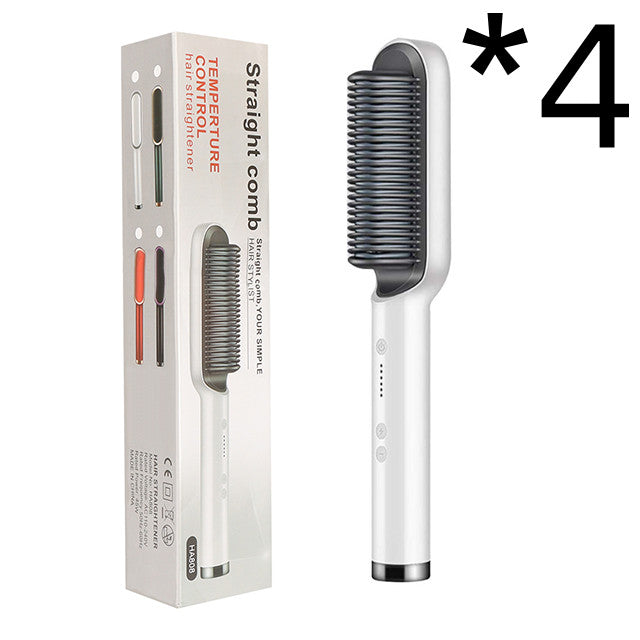 Hair Straightener Brush 2 in 1 Curl & Straight Styler Fast Heating Ceramic Anti Scald Hair Styling Tool
