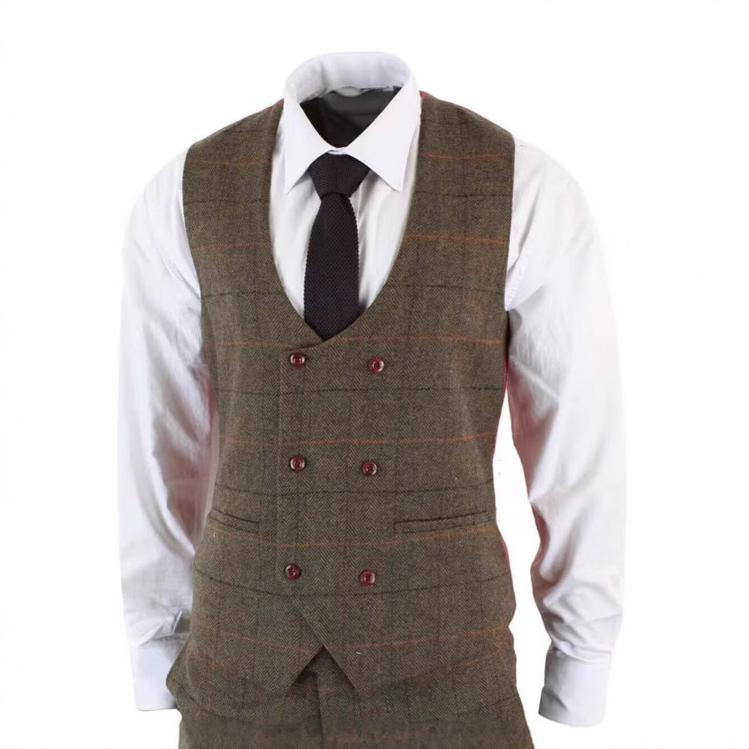 Men’s Wedding Plaid 3-Piece Suit