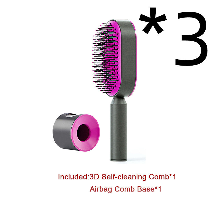 Self Cleaning Hairbrush 3D Air Cushion Detangling Brush Anti Static Scalp Massage No Pull Hair Comb