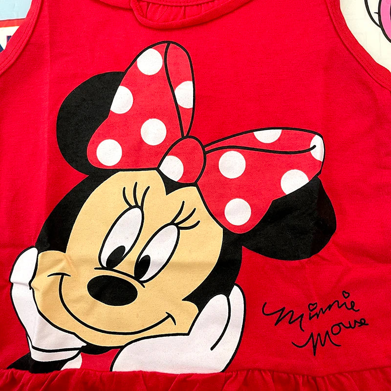 Girls Red Cartoon Princess Dress – Summer Cotton (1–6Y)