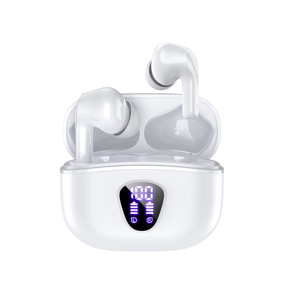 SANVNET I53 Bluetooth 5.3 Wireless Earbuds Active Noise Cancelling Semi In-Ear Headphones with HD Calls Type-C Charging