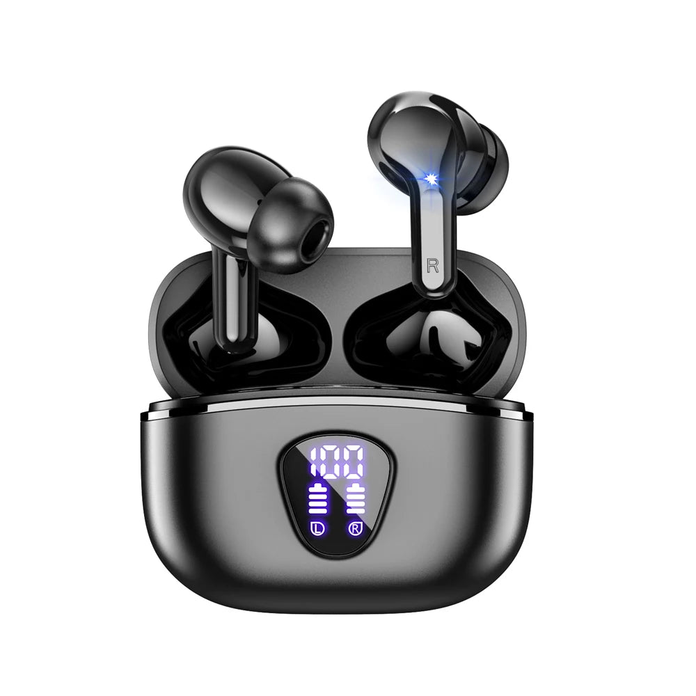 SANVNET I53 Bluetooth 5.3 Wireless Earbuds Active Noise Cancelling Semi In-Ear Headphones with HD Calls Type-C Charging