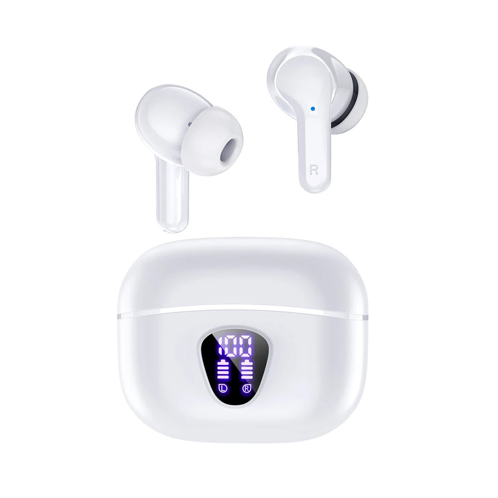 SANVNET I53 Bluetooth 5.3 Wireless Earbuds Active Noise Cancelling Semi In-Ear Headphones with HD Calls Type-C Charging
