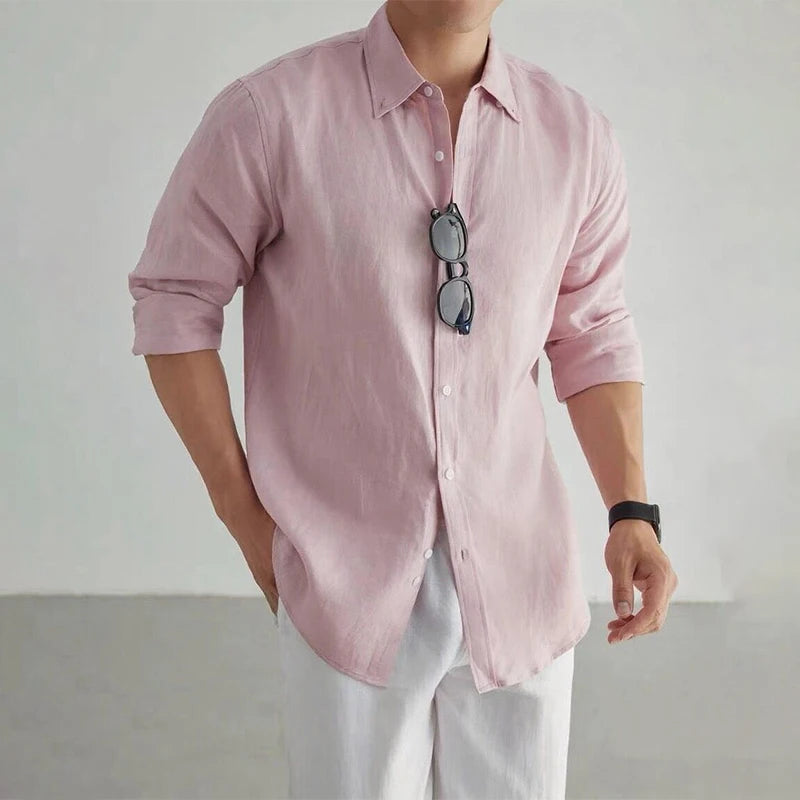Men’s Linen Cotton Long Sleeve Shirt