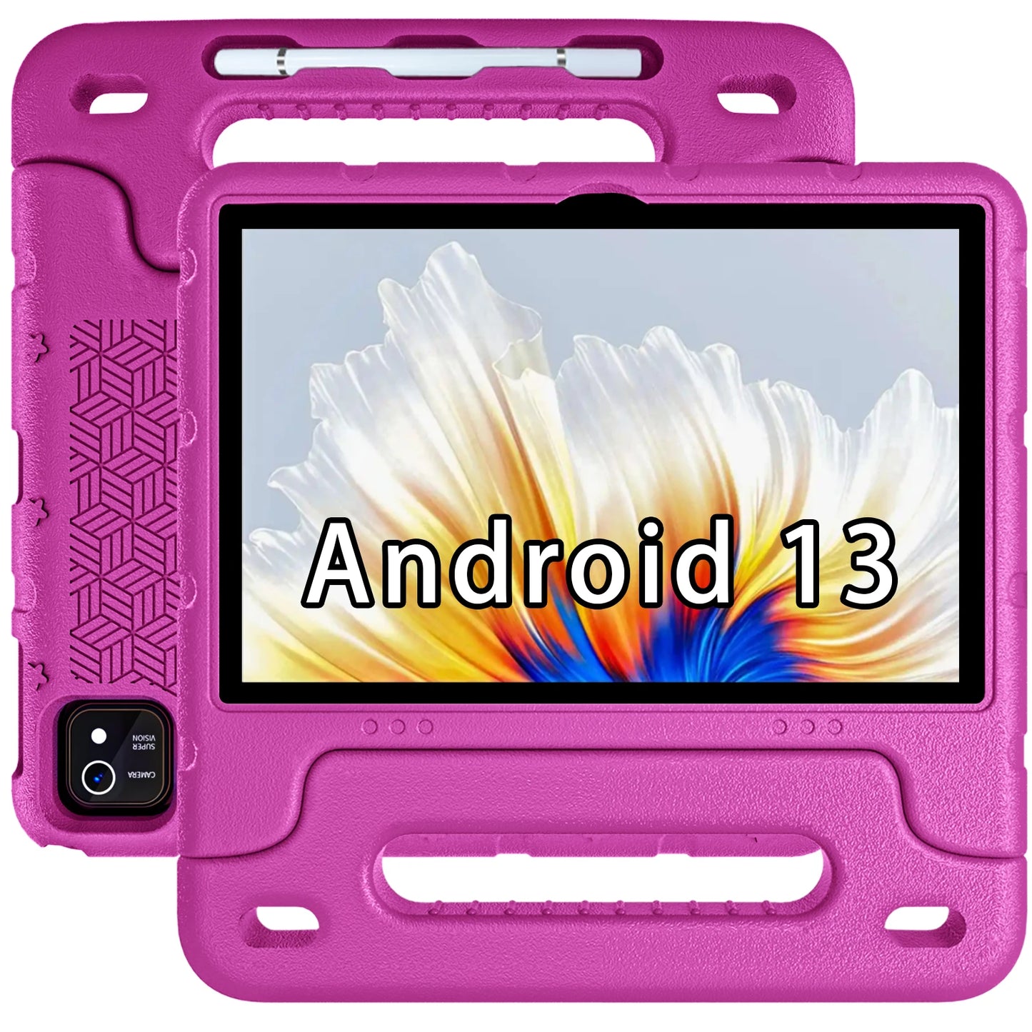 10 inch children's tablet, Android 13 tablet, with shock resistant protective case holder