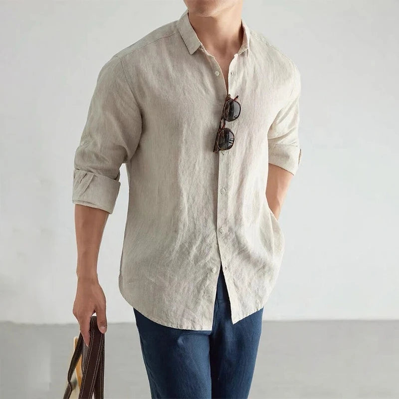 Men’s Linen Cotton Long Sleeve Shirt