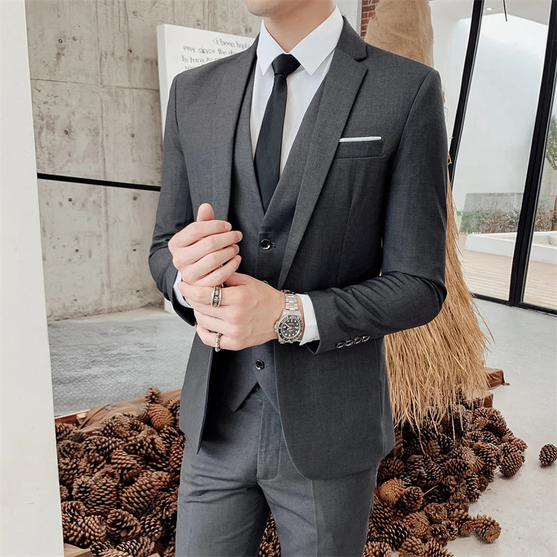 Suits for Men - 3 Pieces - New Fabrics - Fashionable Business Gentleman - Slim Fit - Wedding  Professional Business Formal Dress