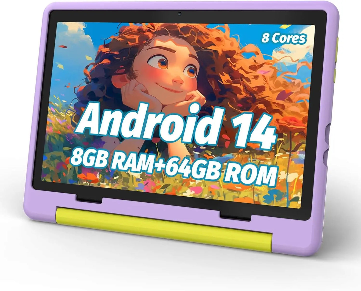 Kid Tablet Android 15 Tablet for Kids 10 inch 8GB+64GB 8-Core with Case
