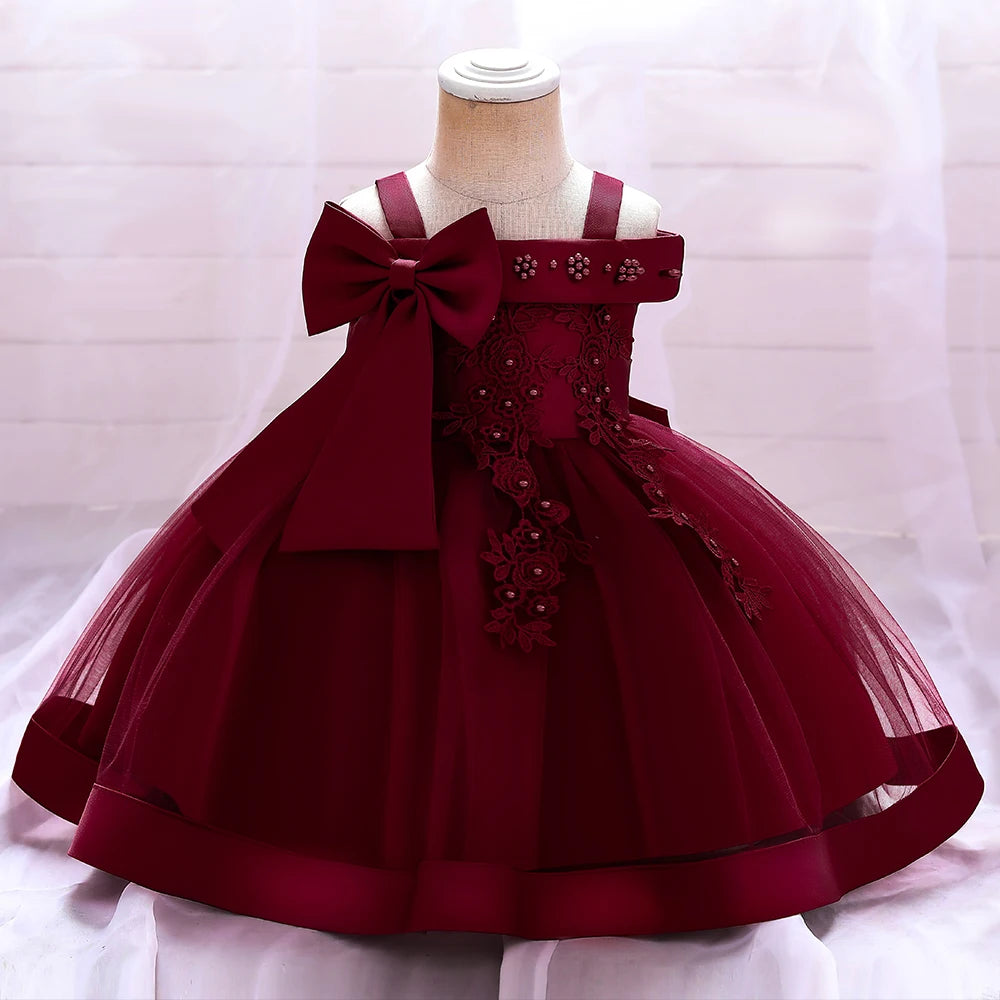 Baby Girl Lace Bow Princess Party Dress