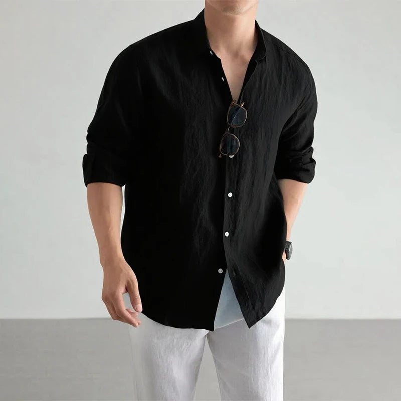 Men’s Linen Cotton Long Sleeve Shirt