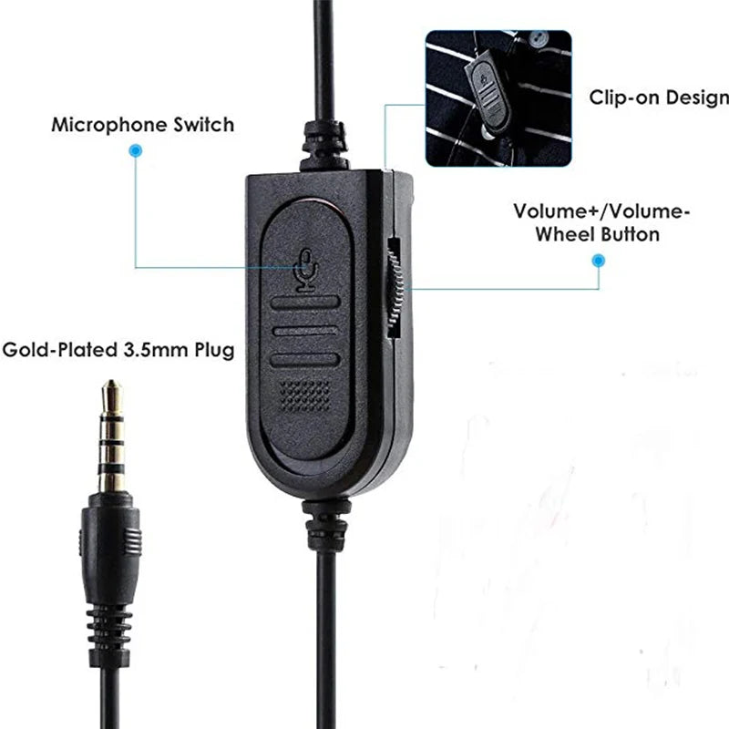 Wired Gaming Earphones with Mic In-Ear Headset 3.5mm Bass Sound for PC Mobile Video Game