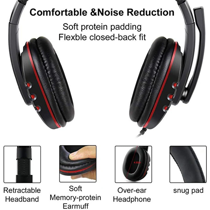 Wired Gaming Earphones with Mic In-Ear Headset 3.5mm Bass Sound for PC Mobile Video Game