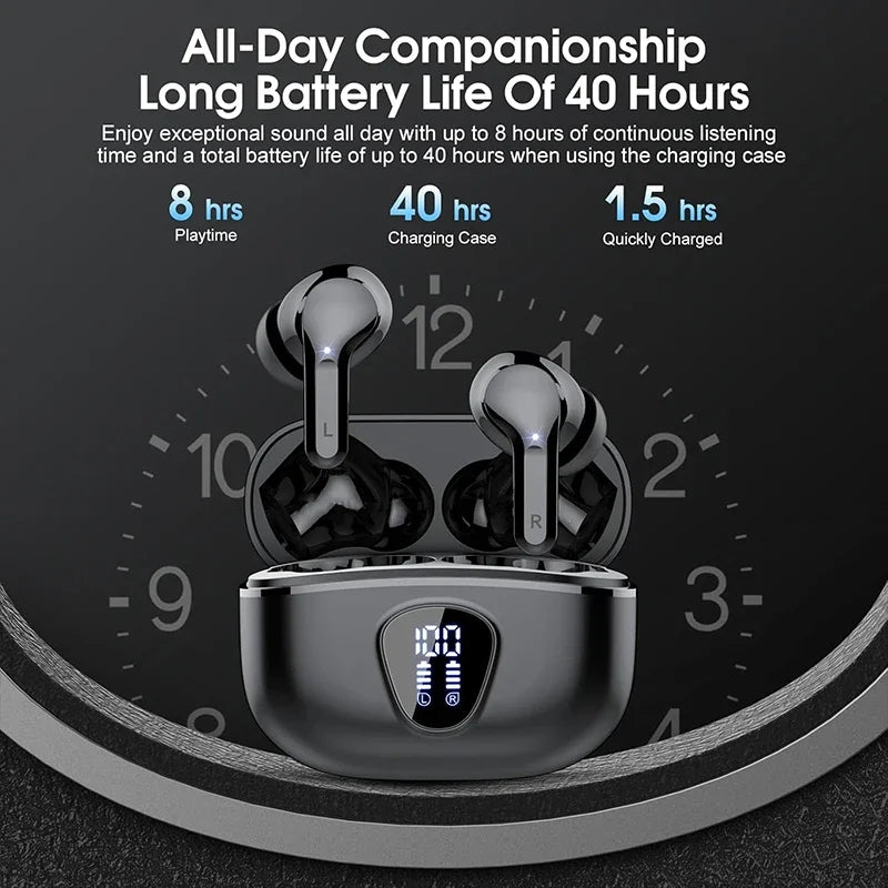 UYUXIO Bone Conduction Bluetooth Headphones Active Noise Cancelling Wireless Waterproof Headset 60H Battery with Mic