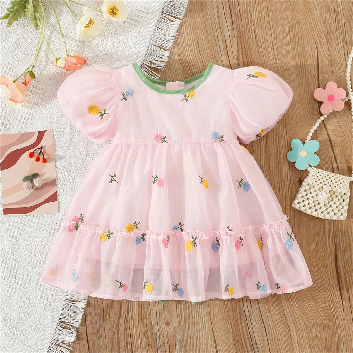 Baby Girl Flower Embroidered Chiffon Dress