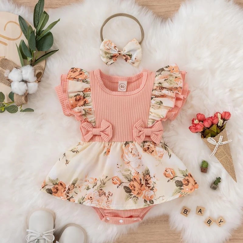 Baby Girl Butterfly Floral Ruffle Dress (0–18M)