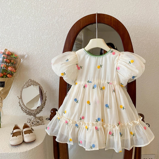 Baby Girl Flower Embroidered Chiffon Dress