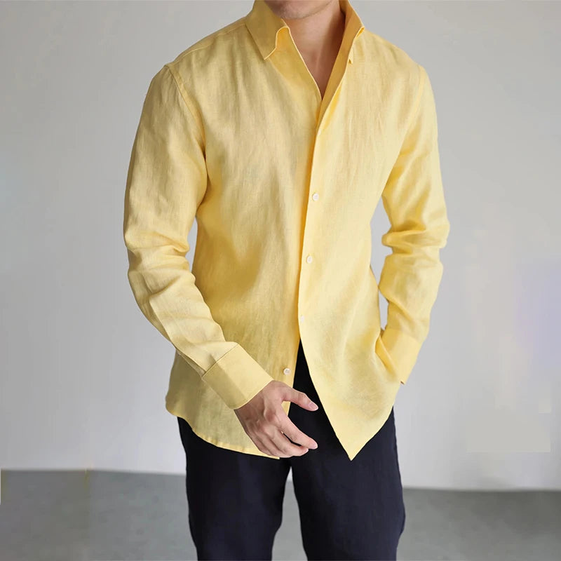Men’s Linen Cotton Long Sleeve Shirt