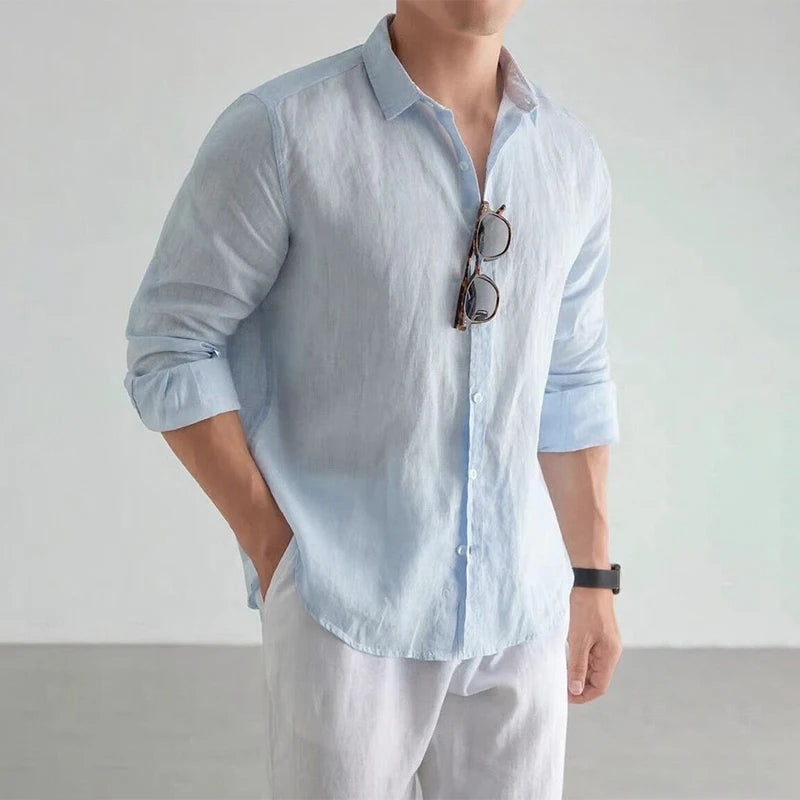 Men’s Linen Cotton Long Sleeve Shirt