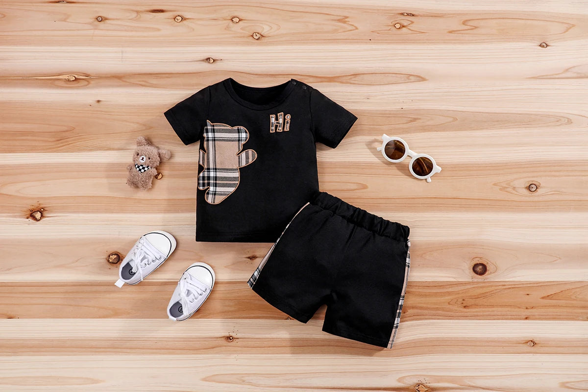 Cute Bear Print Baby Tee & Shorts Set 2PCS (3-24M)