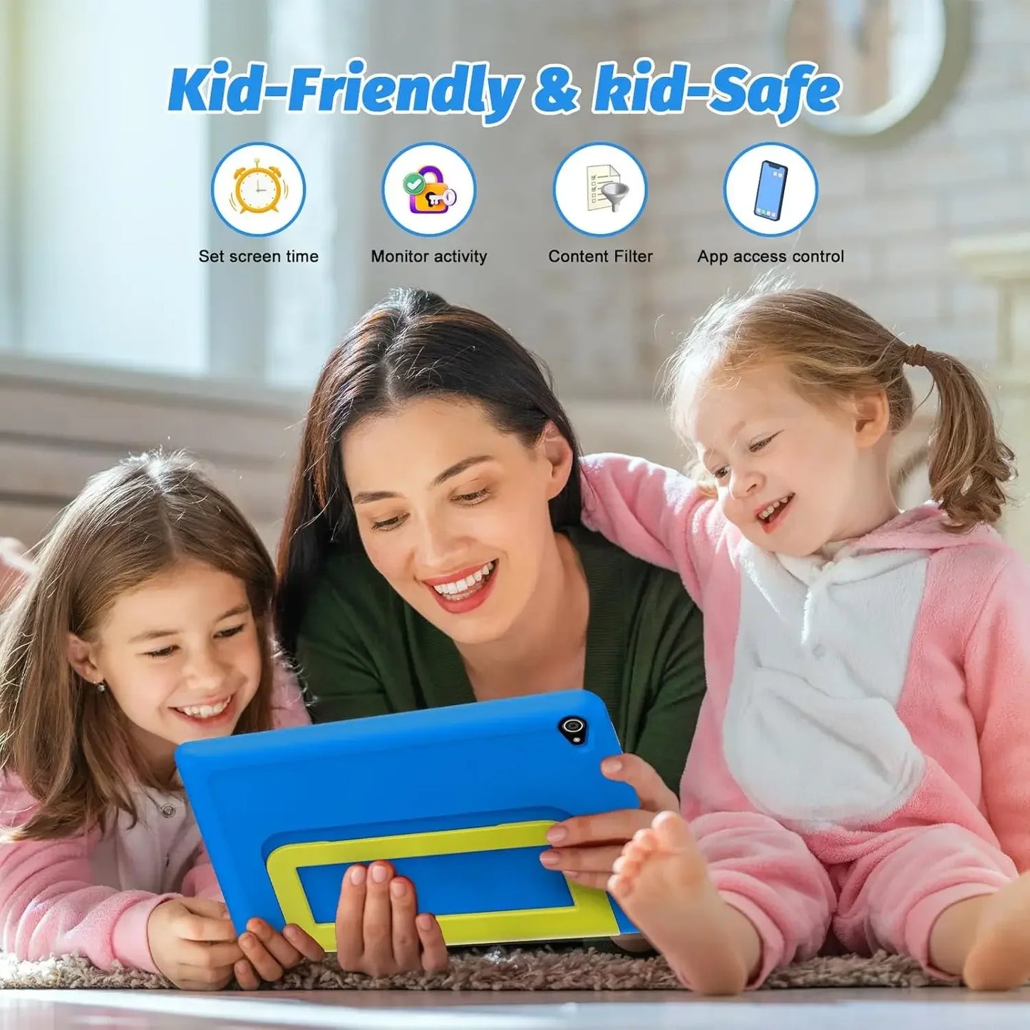 Kid Tablet Android 15 Tablet for Kids 10 inch 8GB+64GB 8-Core with Case